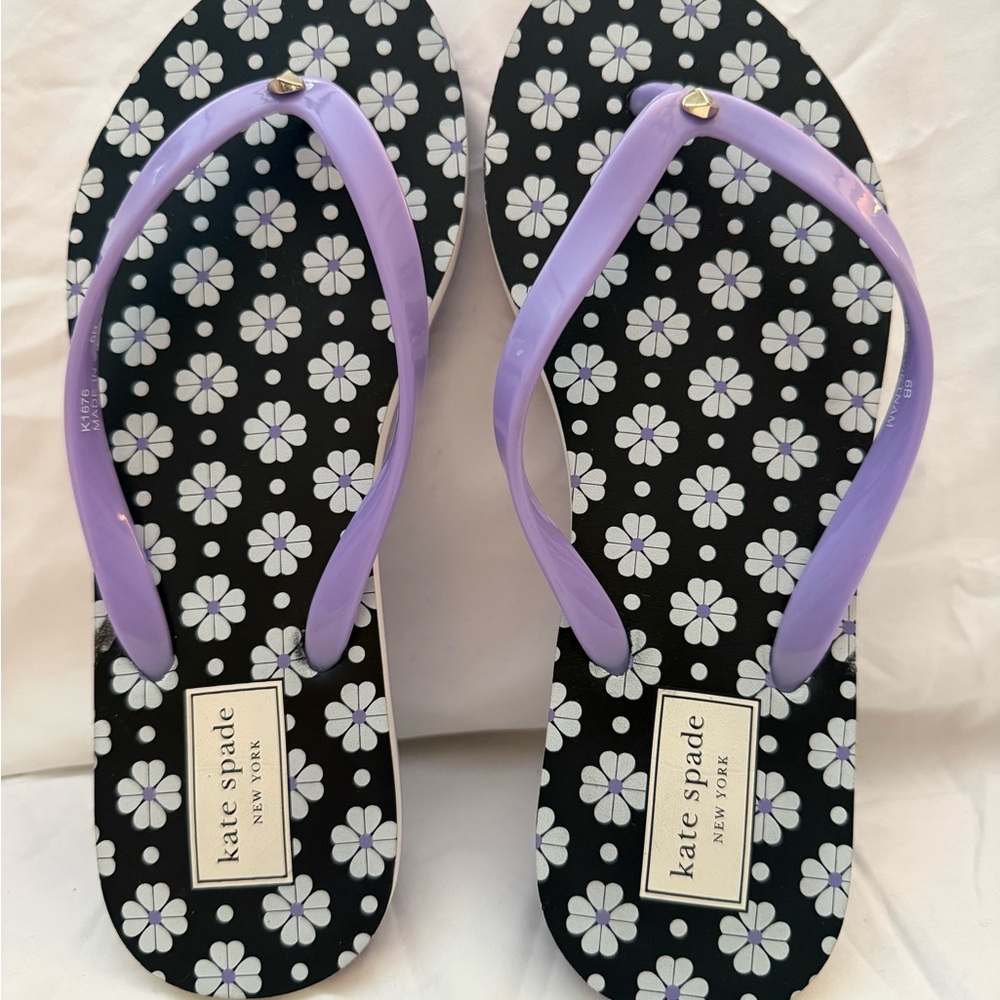 Kate Spade Black and Purple Floral Sandals